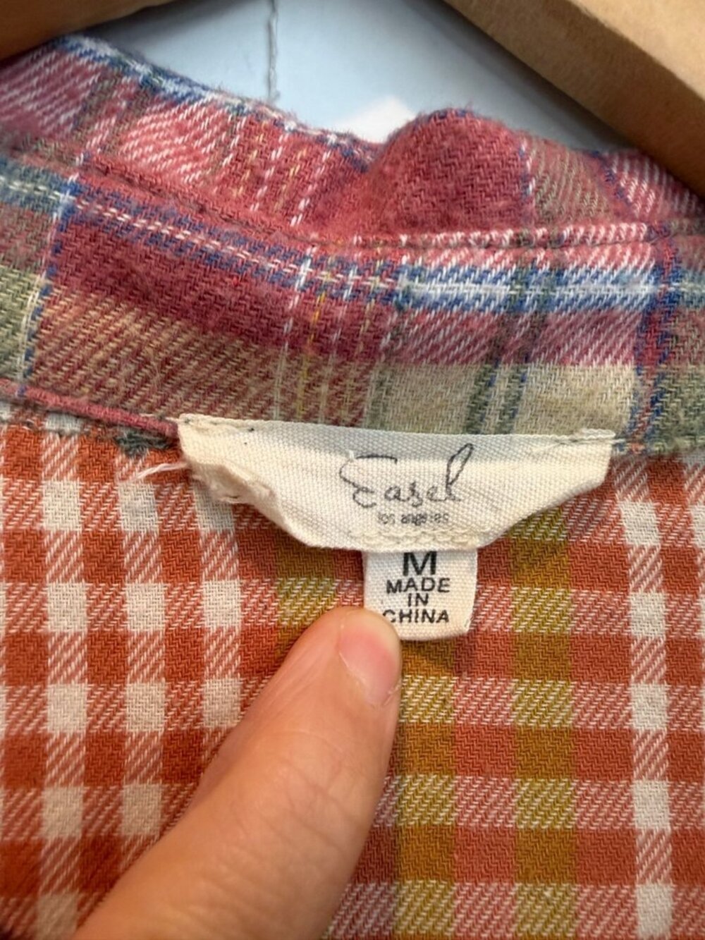 Easel Plaid Mix n Match Flannel Shirt Patchwork Medium Multicolored Cotton Blend - Picture 6 of 7